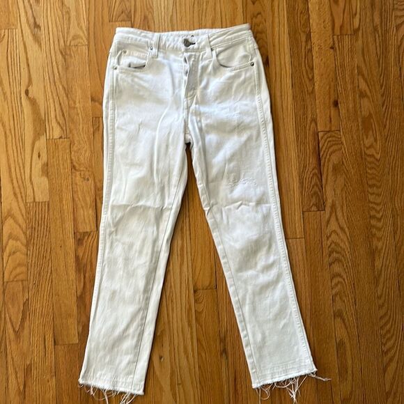 Amo jeans white button fly raw edge great condition small pen marks (2) shown - Picture 1 of 8